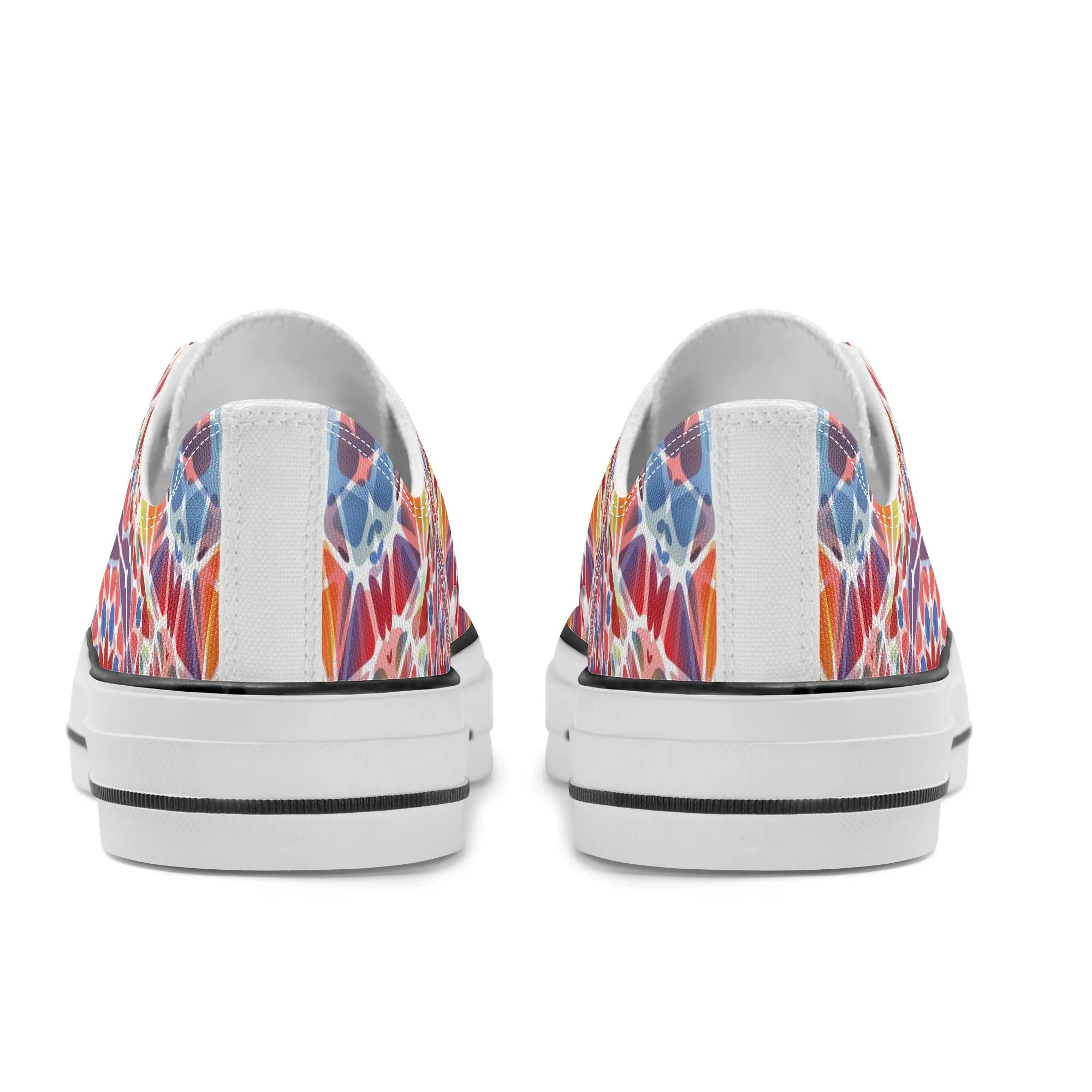 Purple, Orange and Blue Mandala Pattern - Womens Classic Low Top Canvas Shoes for Footwear Lovers