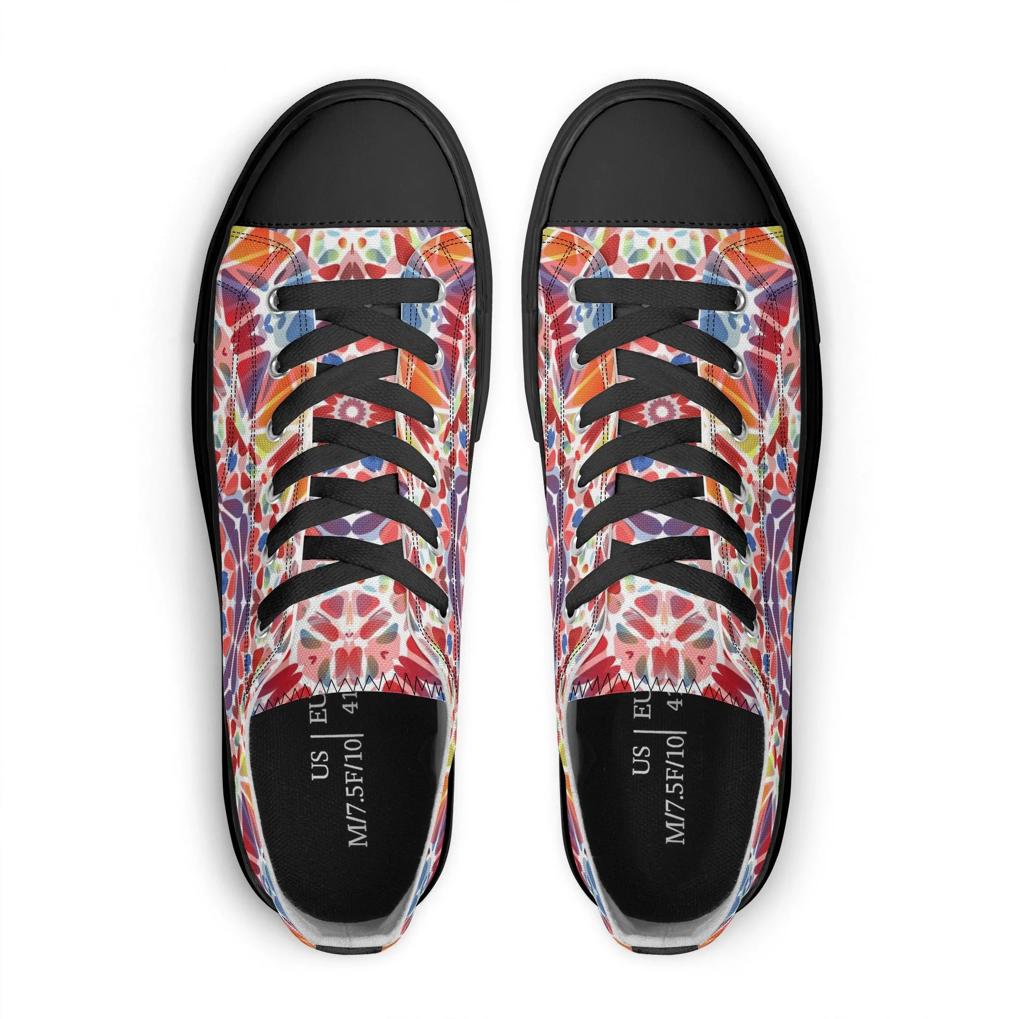 Purple, Orange and Blue Mandala Pattern - Womens Classic Low Top Canvas Shoes for Footwear Lovers