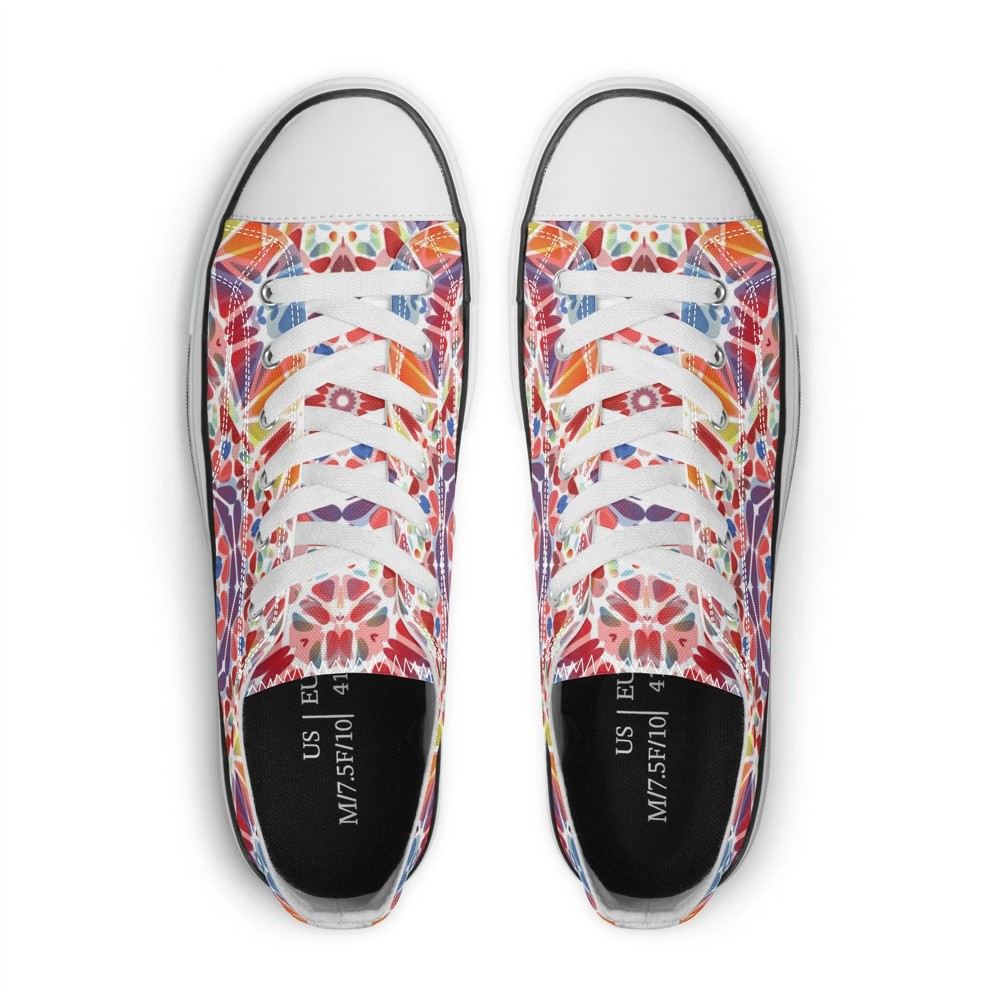 Purple, Orange and Blue Mandala Pattern - Womens Classic Low Top Canvas Shoes for Footwear Lovers