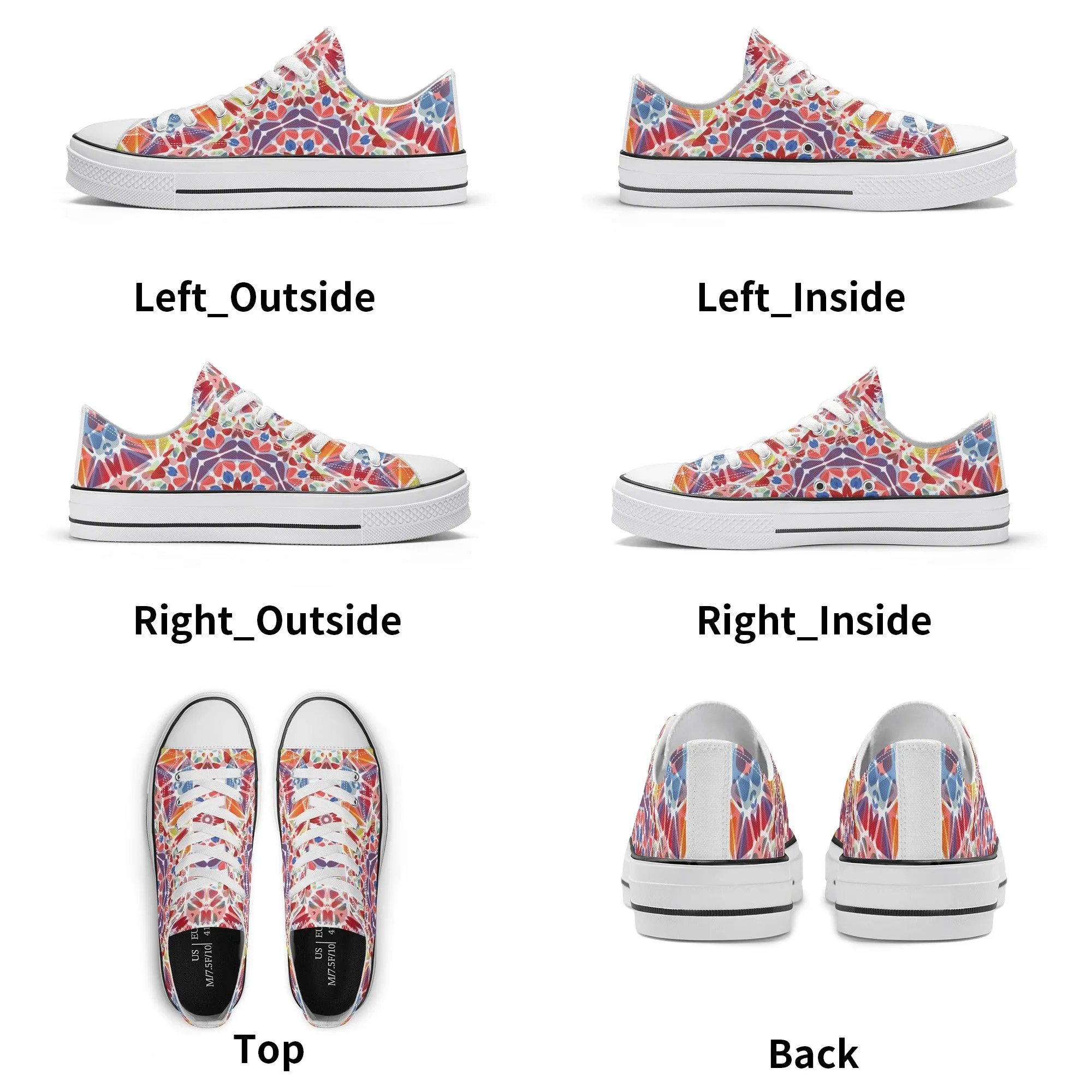 Purple, Orange and Blue Mandala Pattern - Womens Classic Low Top Canvas Shoes for Footwear Lovers