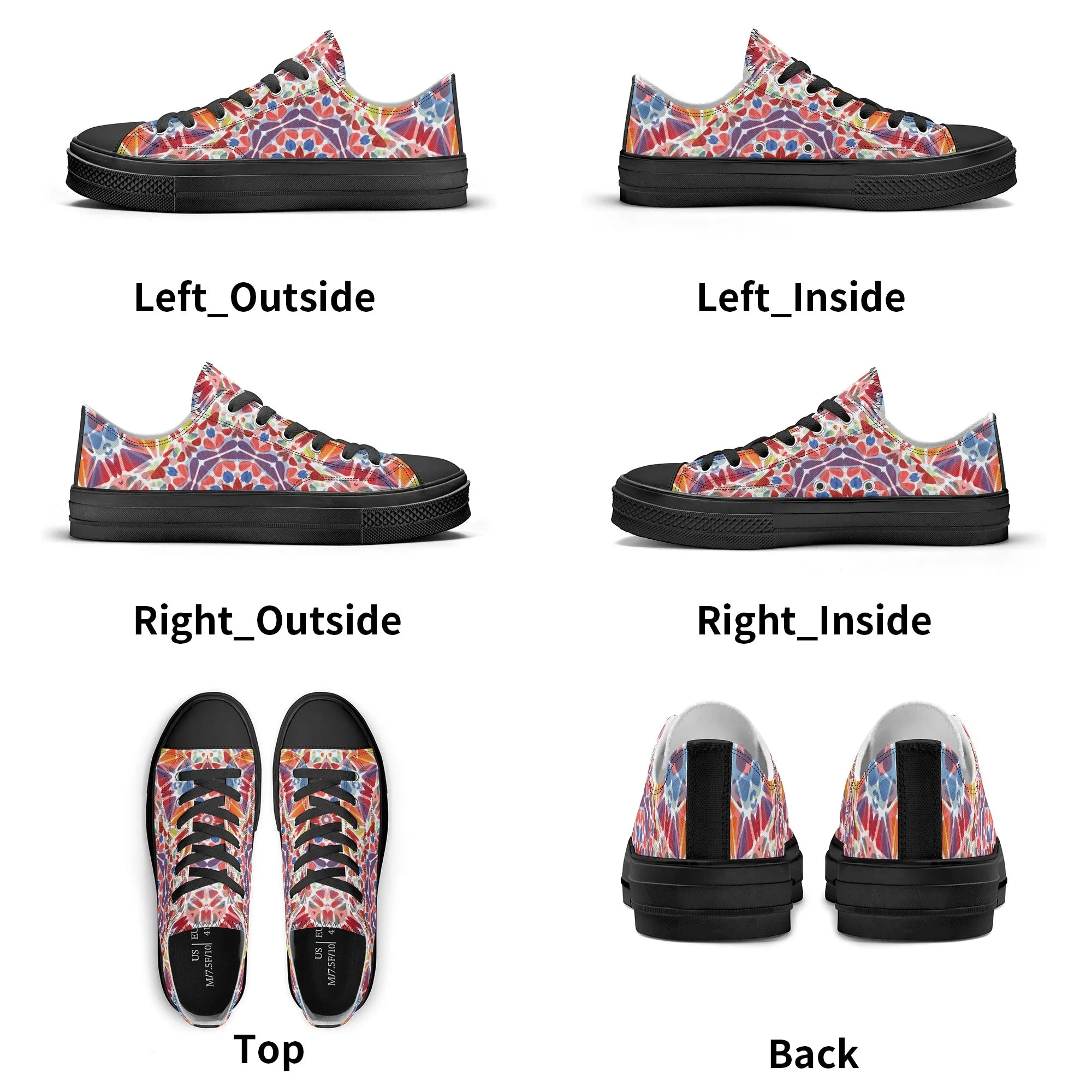 Purple, Orange and Blue Mandala Pattern - Womens Classic Low Top Canvas Shoes for Footwear Lovers