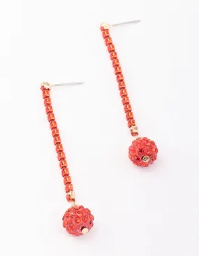 Red Cupchain Fireball Drop Earrings