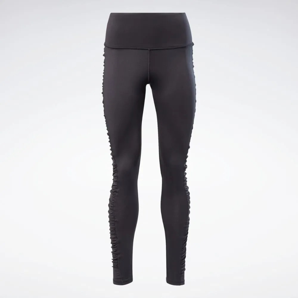 Reebok Apparel Women Bold High-Waisted Ruched Leggings BLACK