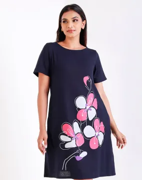 Round Neck Dress with Screen Print