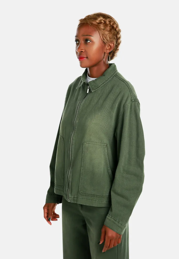 Ruched Sleeve Utility Jacket By Ruw