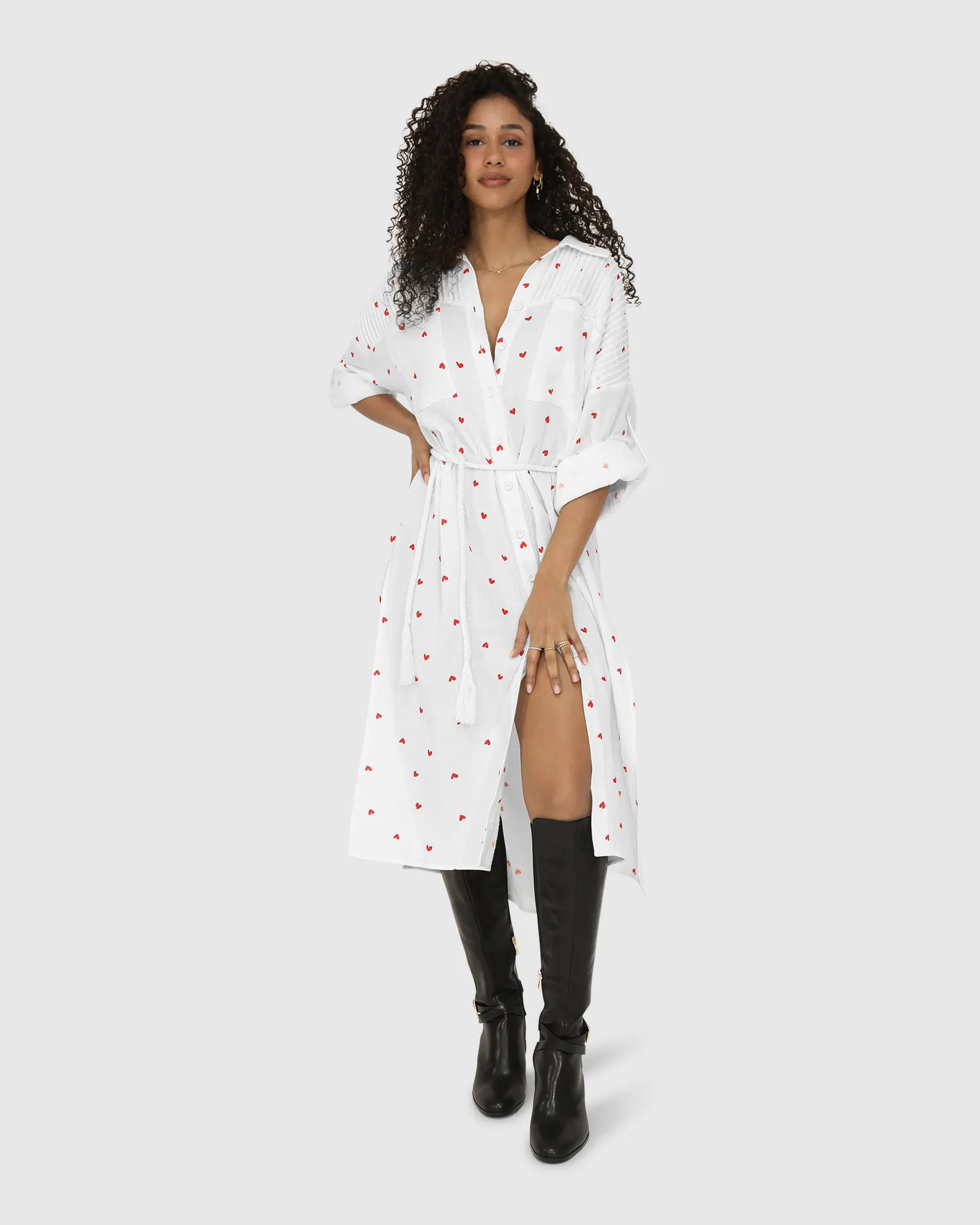 Seven Wonders Maxi Shirt Dress - Cupid