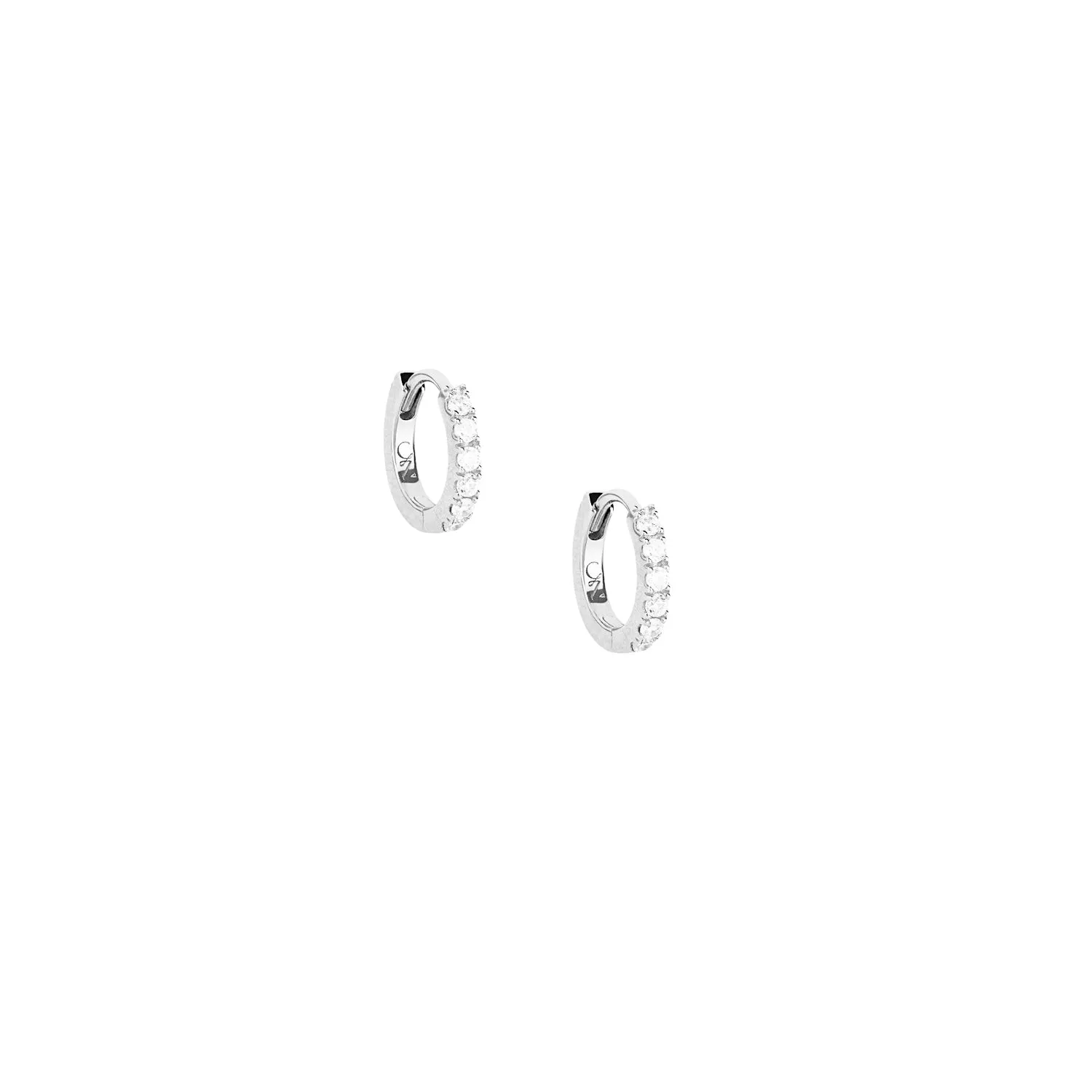 Silver Glitter Huggie Hoop Earrings