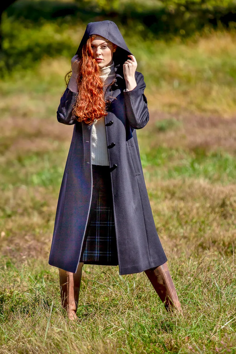 Silvia - Women's Traditional Loden Wool Coat in Navy Blue