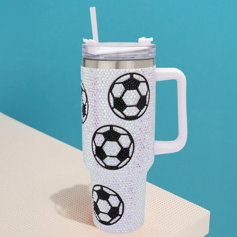 Soccer Bling Studded Football 40oz Stainless Steel Tumbler