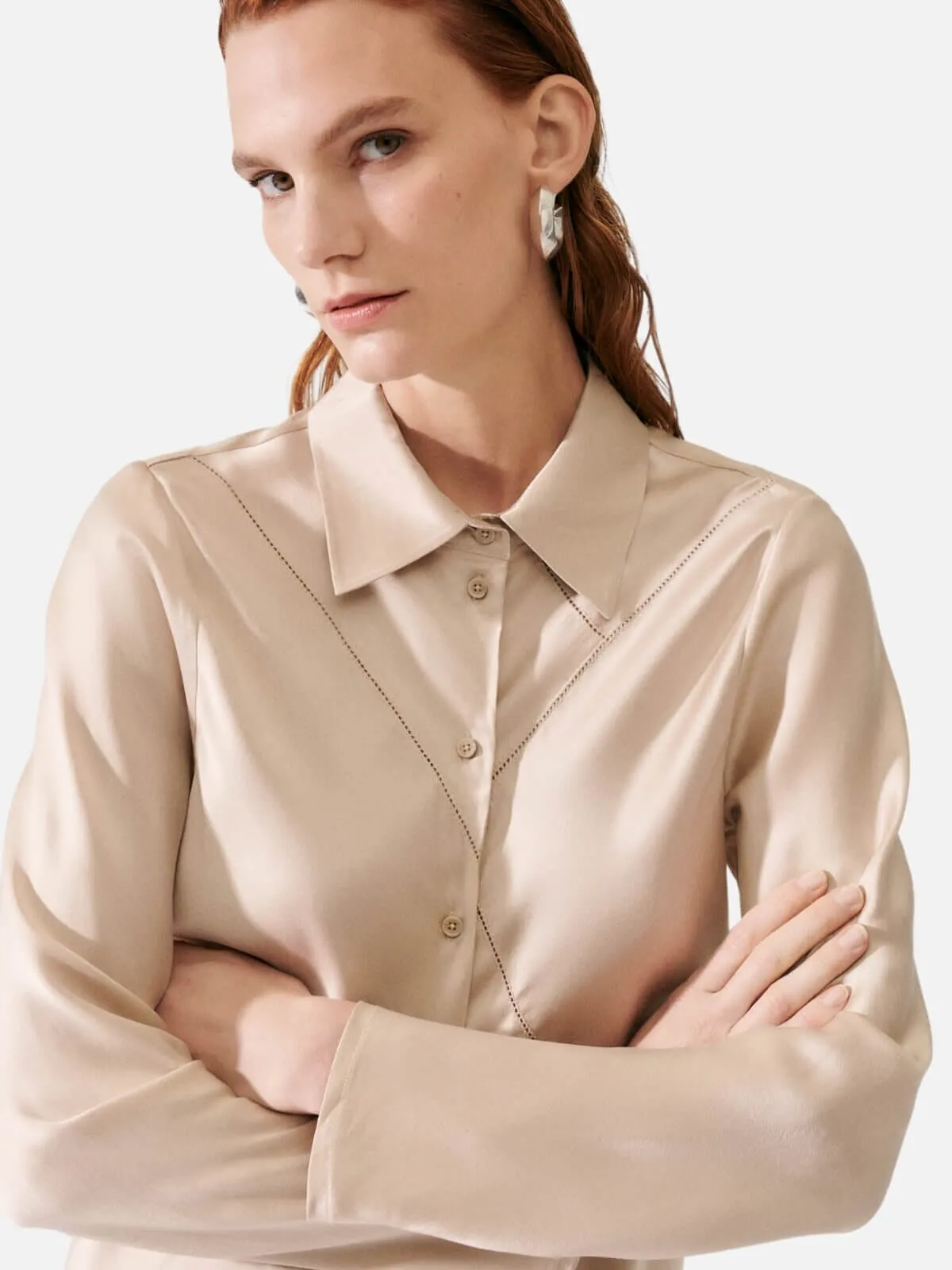 Splice Bias Cut Shirt - Hazelnut