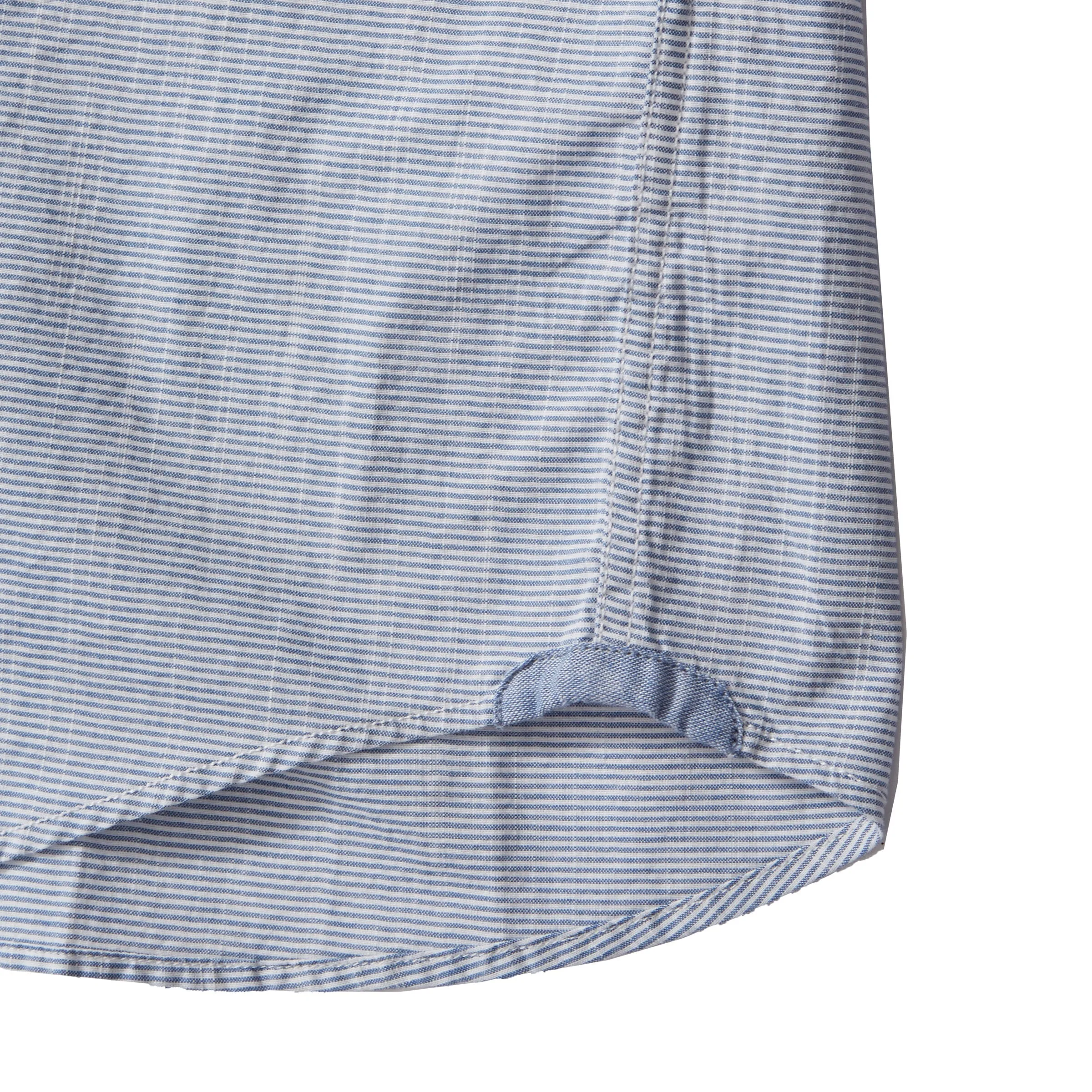 Stewart Microstripe Summer Chambray Slim Fit Shirt - Blue Cream Stripe