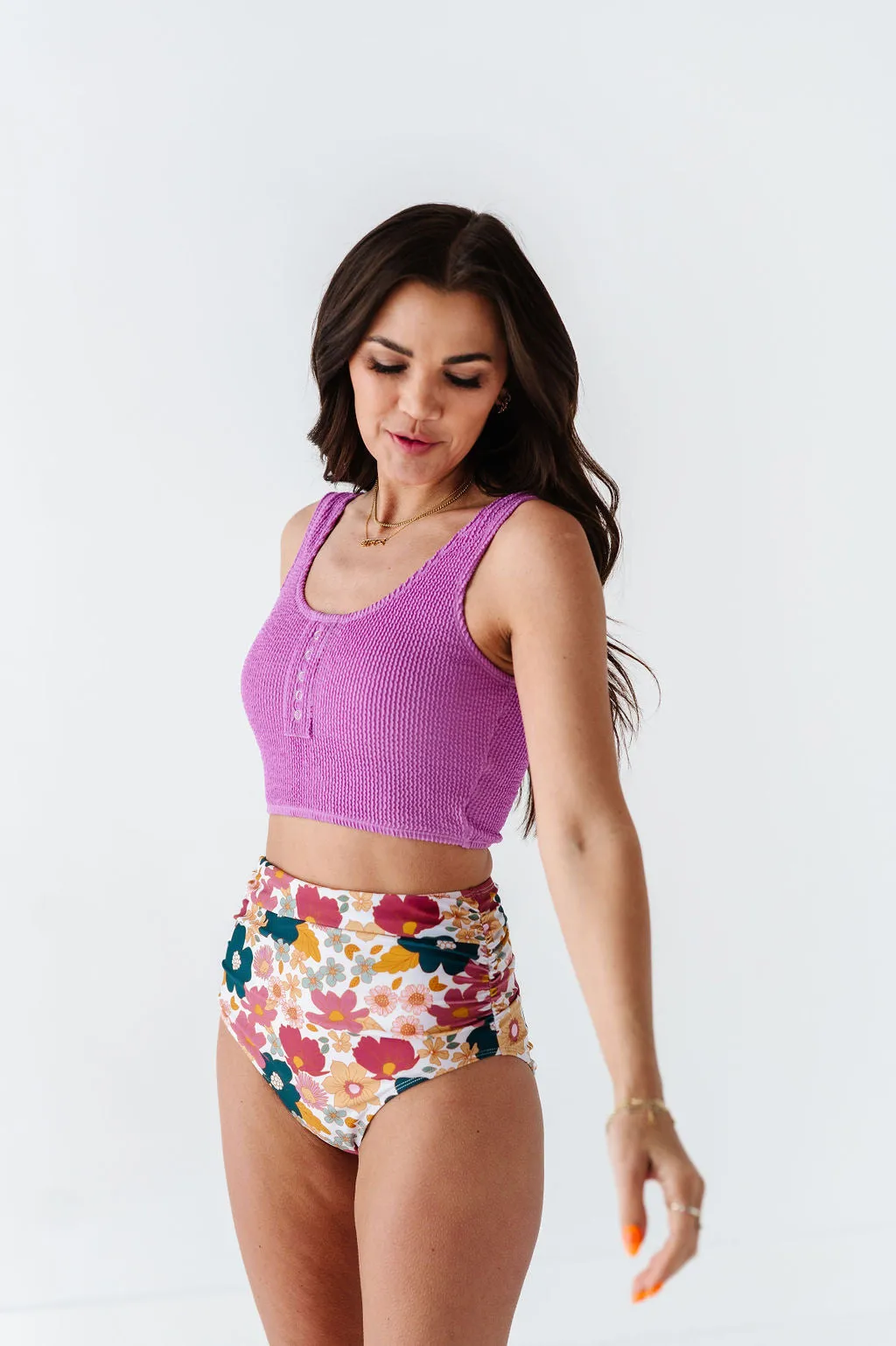 Surfer Crop in Lavender - Size XXS Left