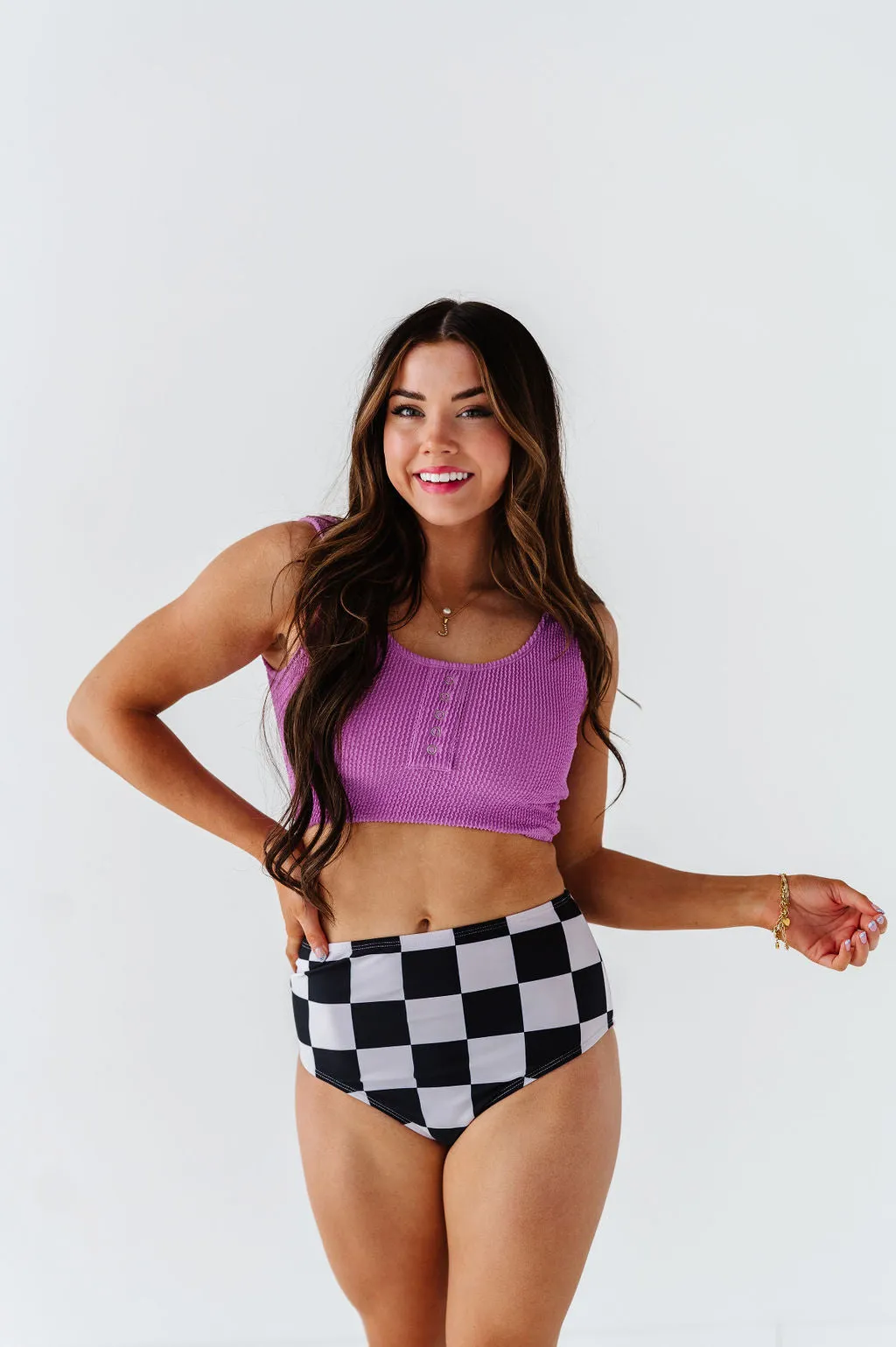 Surfer Crop in Lavender - Size XXS Left