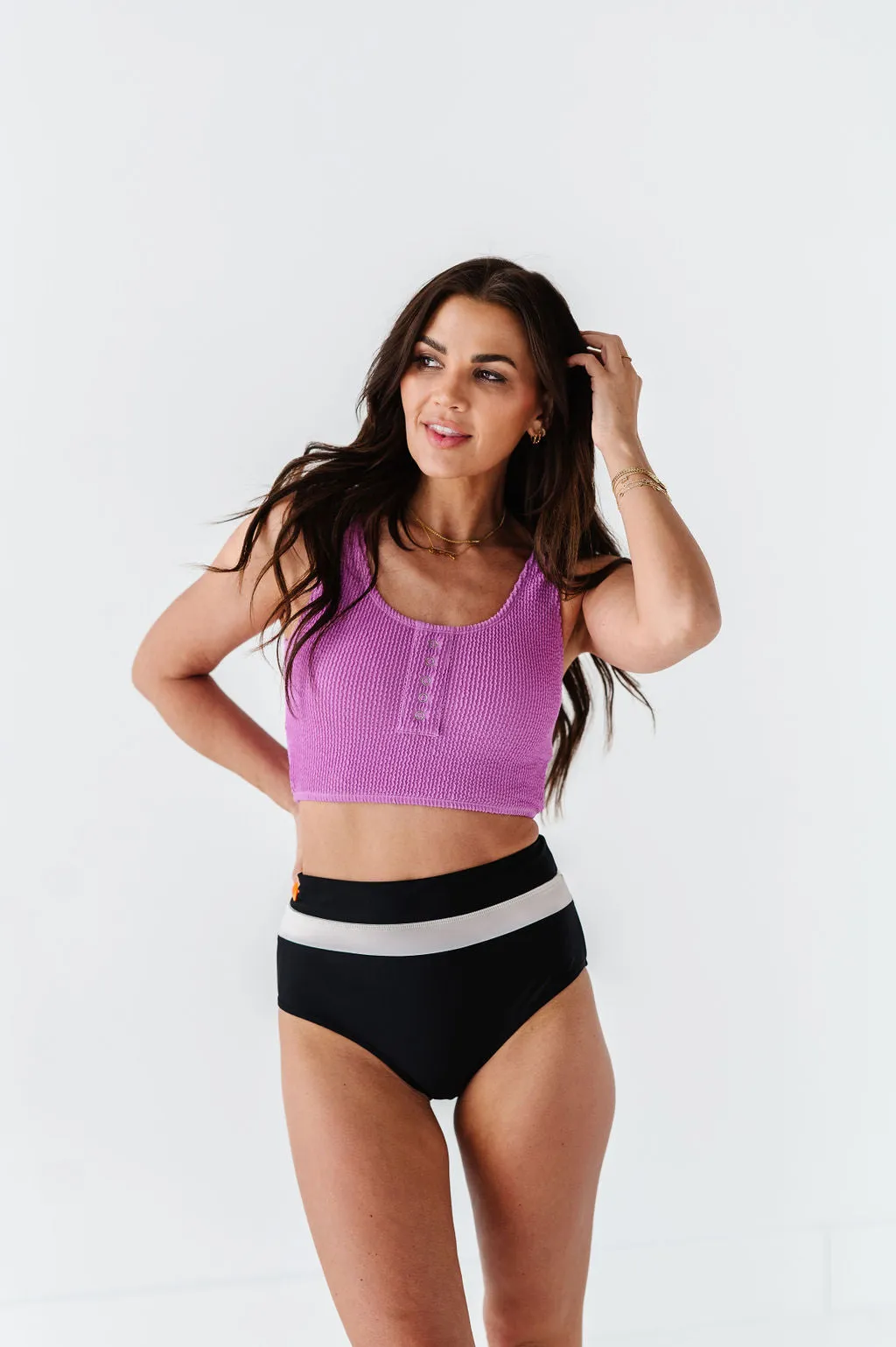 Surfer Crop in Lavender - Size XXS Left