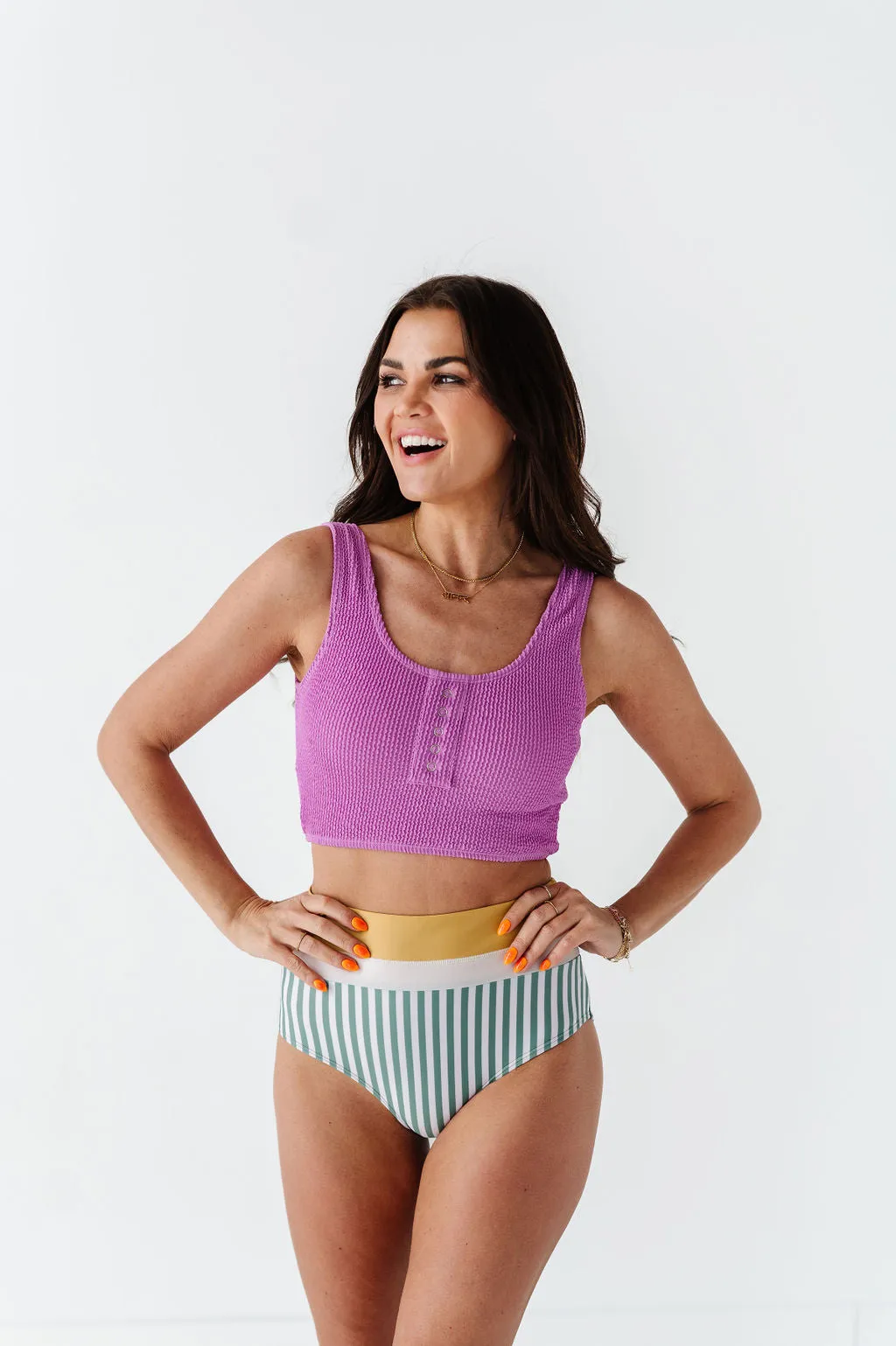 Surfer Crop in Lavender - Size XXS Left