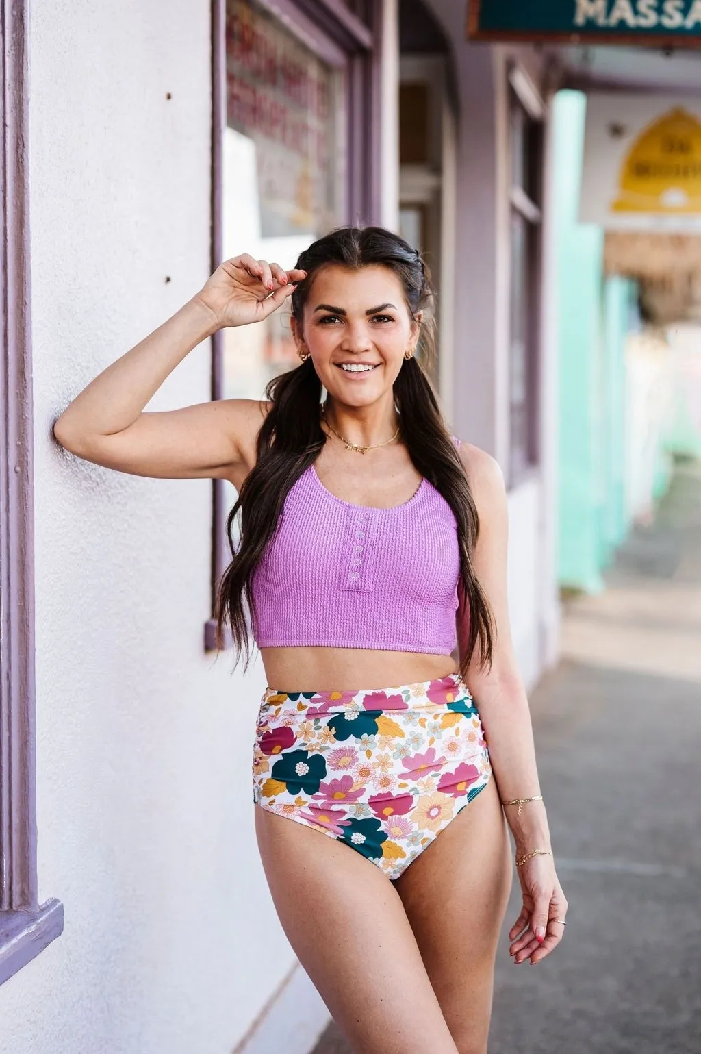 Surfer Crop in Lavender - Size XXS Left