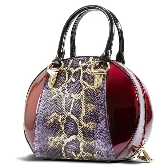 Svetlana Version 2 Python Print (Burgundy)Leather Handbag B15-0293BURG