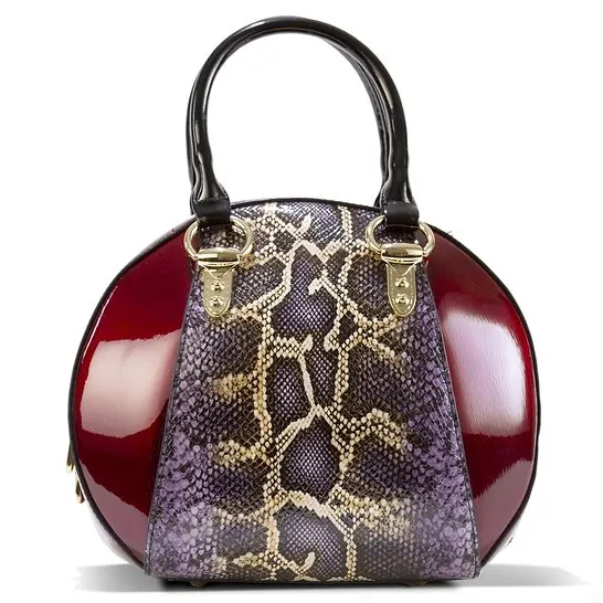 Svetlana Version 2 Python Print (Burgundy)Leather Handbag B15-0293BURG