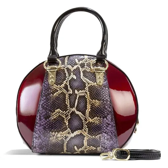 Svetlana Version 2 Python Print (Burgundy)Leather Handbag B15-0293BURG