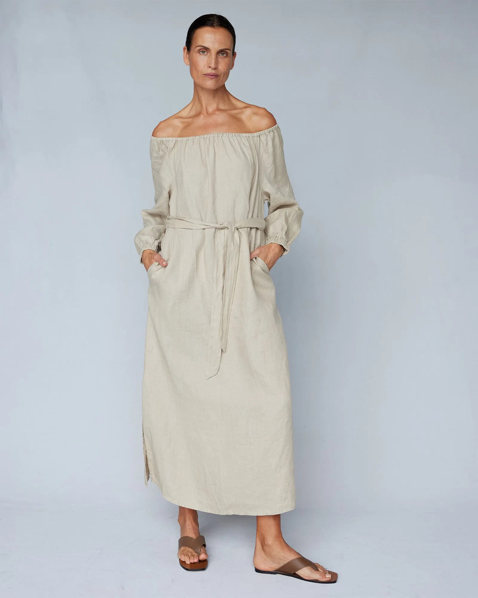 Tala Linen Maxi Dress - Stone