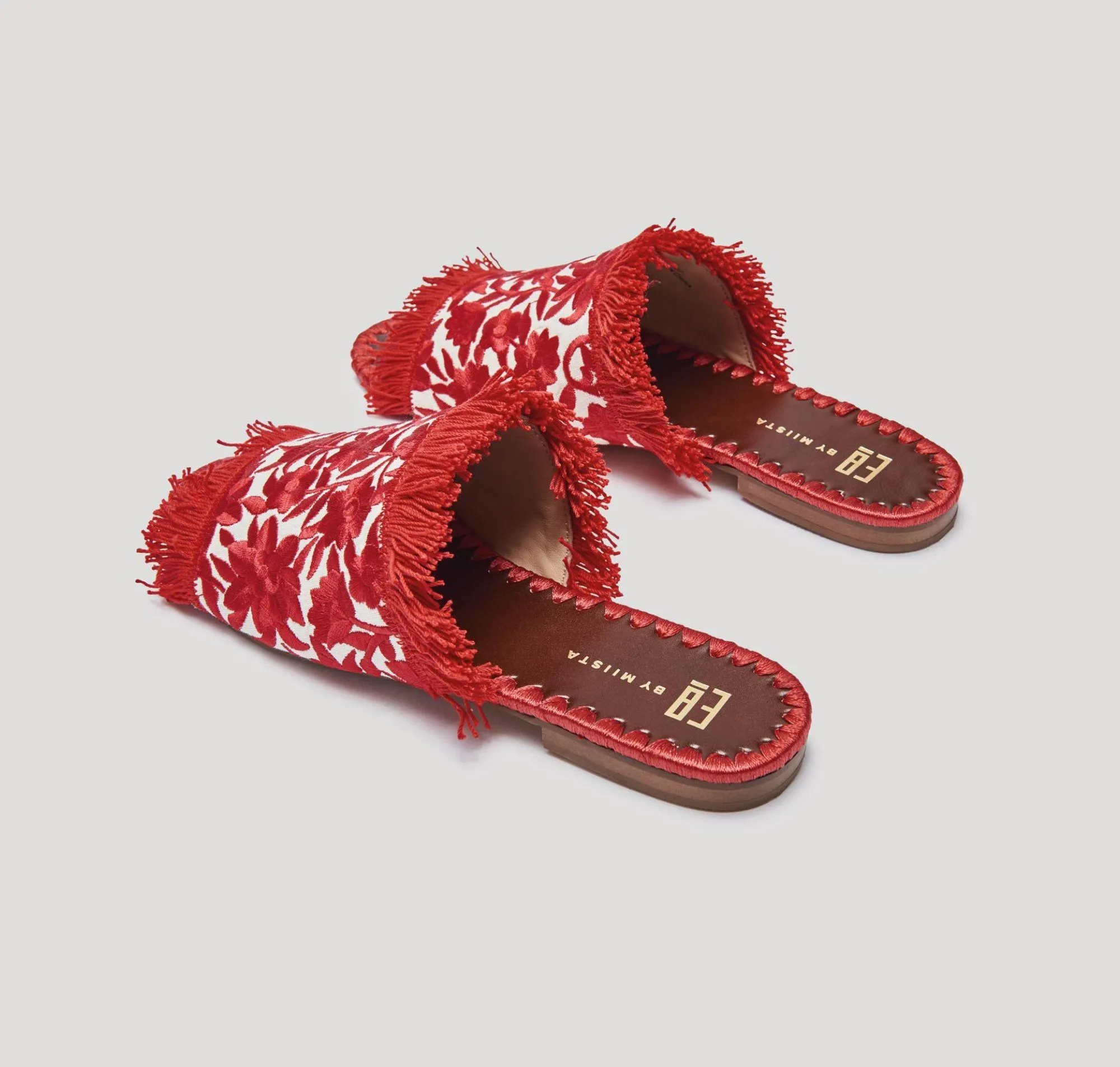 Tavie embroidered sandals [Red & Cream]