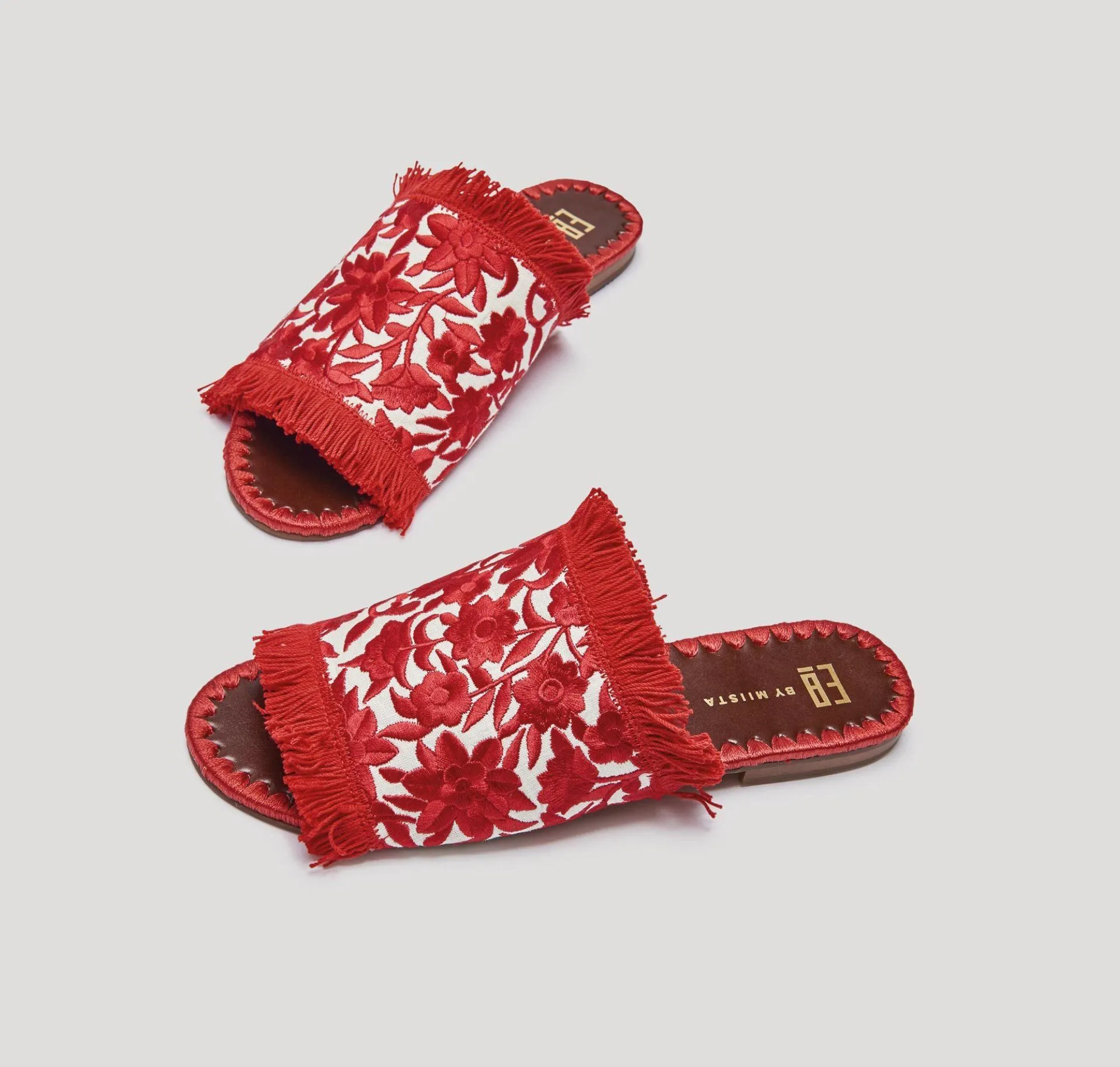 Tavie embroidered sandals [Red & Cream]