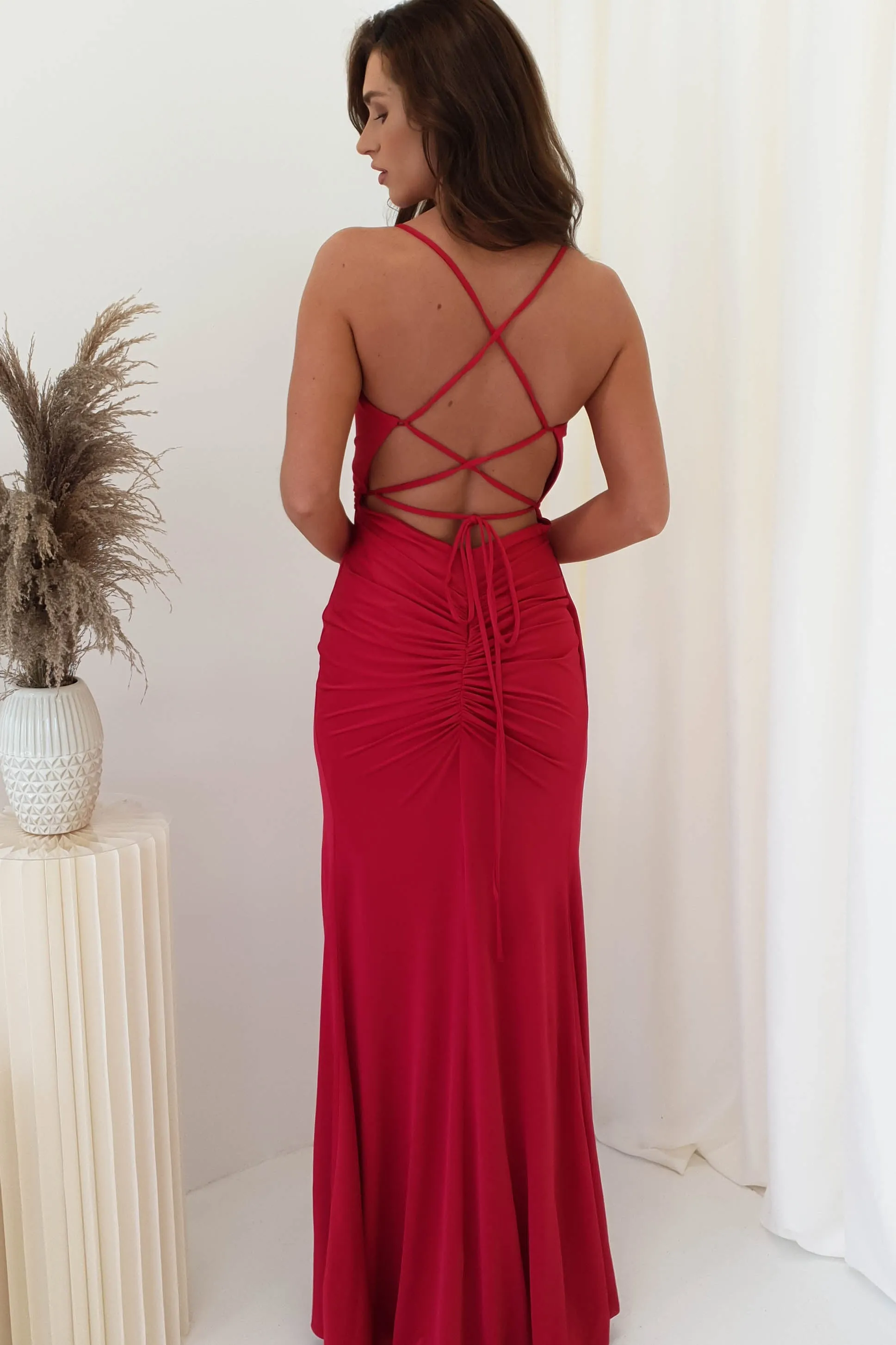 Velvie Bodycon Gown | Red