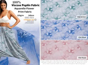 Viscose Poplin Aquarelle  Flowers Print Fabric - 6006