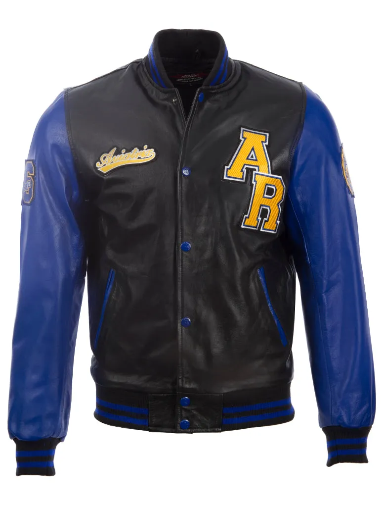 VZH7 Men's Varsity Jacket - Black/Blue