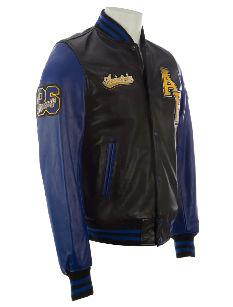 VZH7 Men's Varsity Jacket - Black/Blue