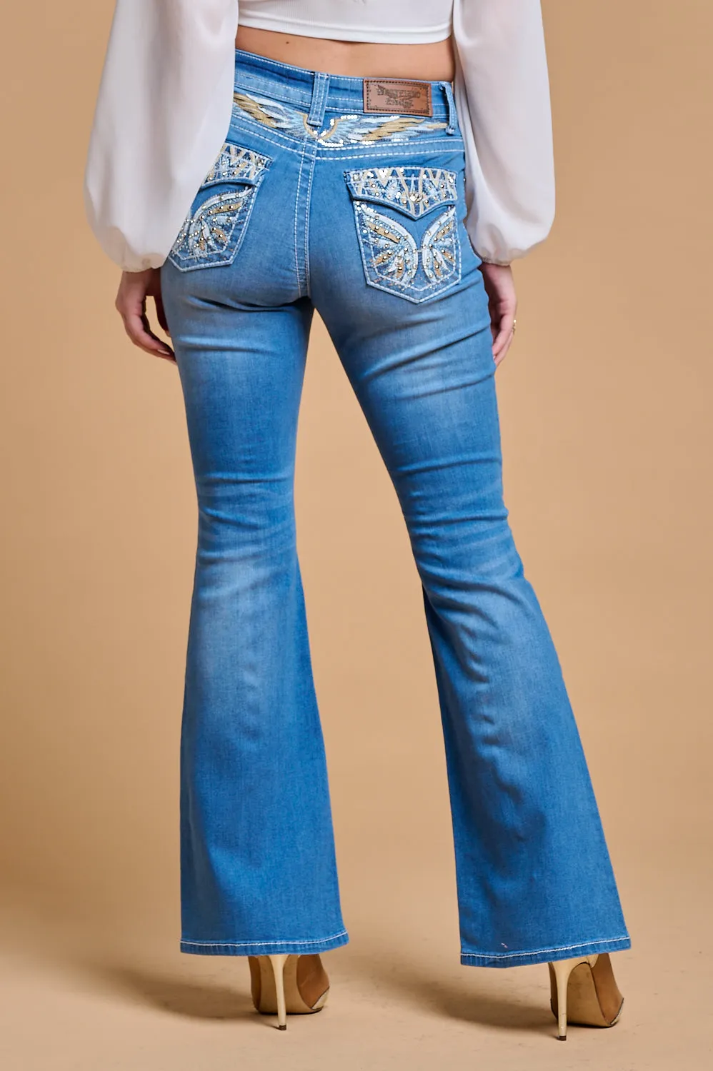 WF-331 FLARE EMBROIDERED STRETCHY WOMEN'S JEANS - WESTFIELD EAGLE