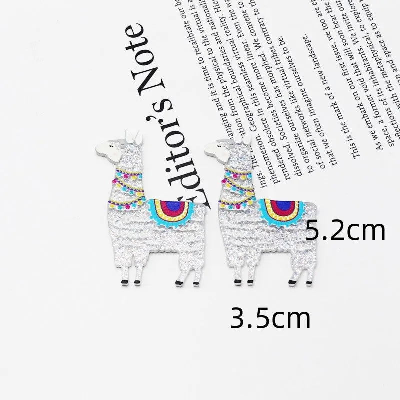 Wholesale  Creative Glitter Cute Alpaca Accessories FlatBack