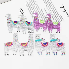 Wholesale  Creative Glitter Cute Alpaca Accessories FlatBack