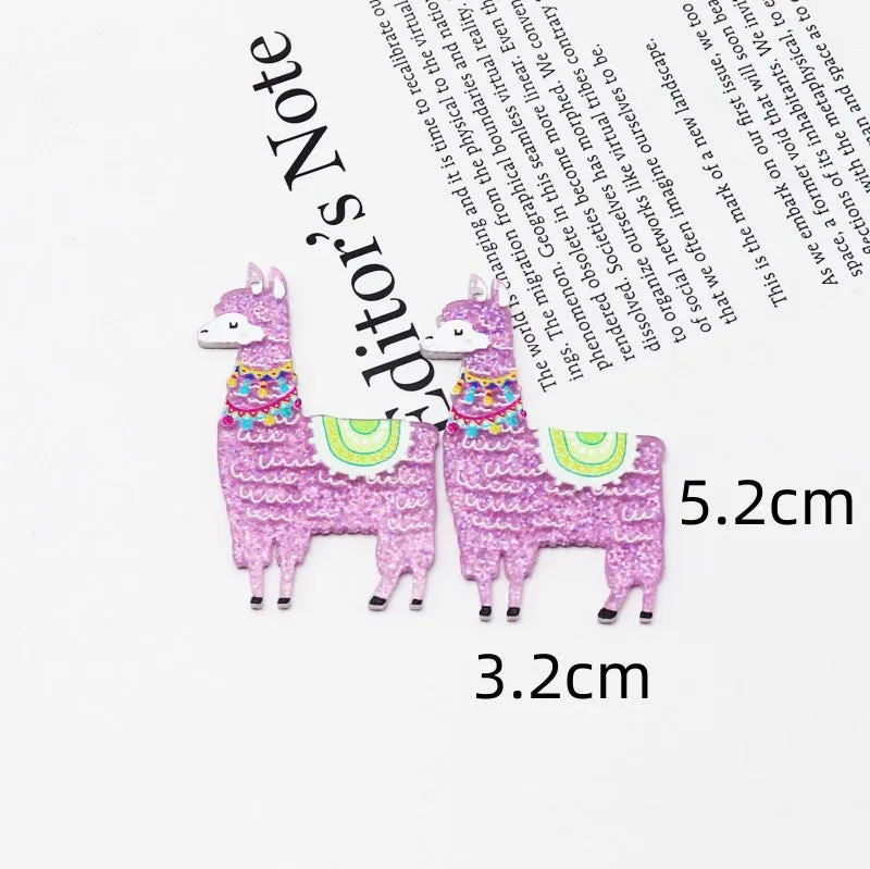 Wholesale  Creative Glitter Cute Alpaca Accessories FlatBack