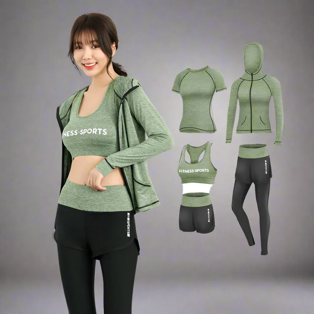 Women's Five-Piece Active-Wear - Work-out Set